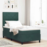 Letto a Sorgente LED Verde Scuro 100 x 200 cm Velluto 3343361