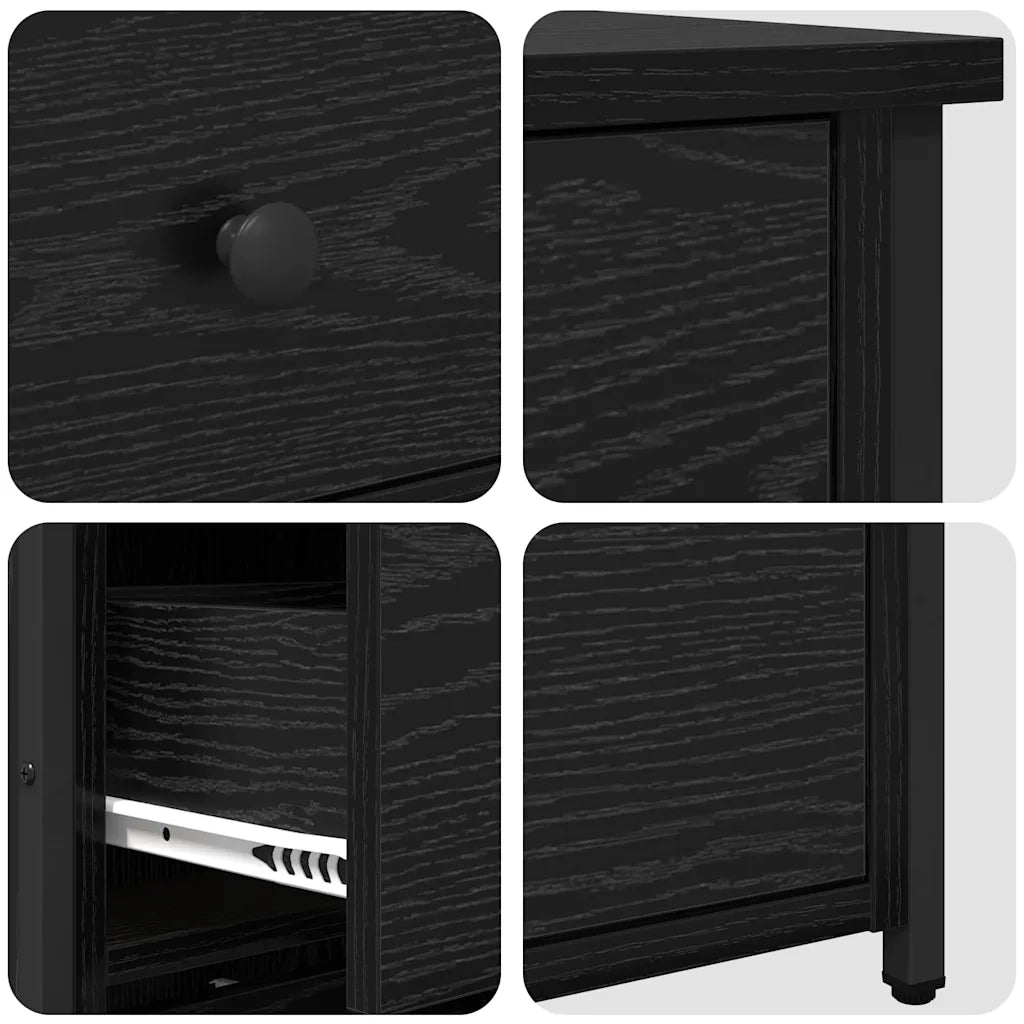 Comodino | Armadio da Notte | Mobiletto da notte con cassetto Rovere Nero 40 x 36 x 60 cm
