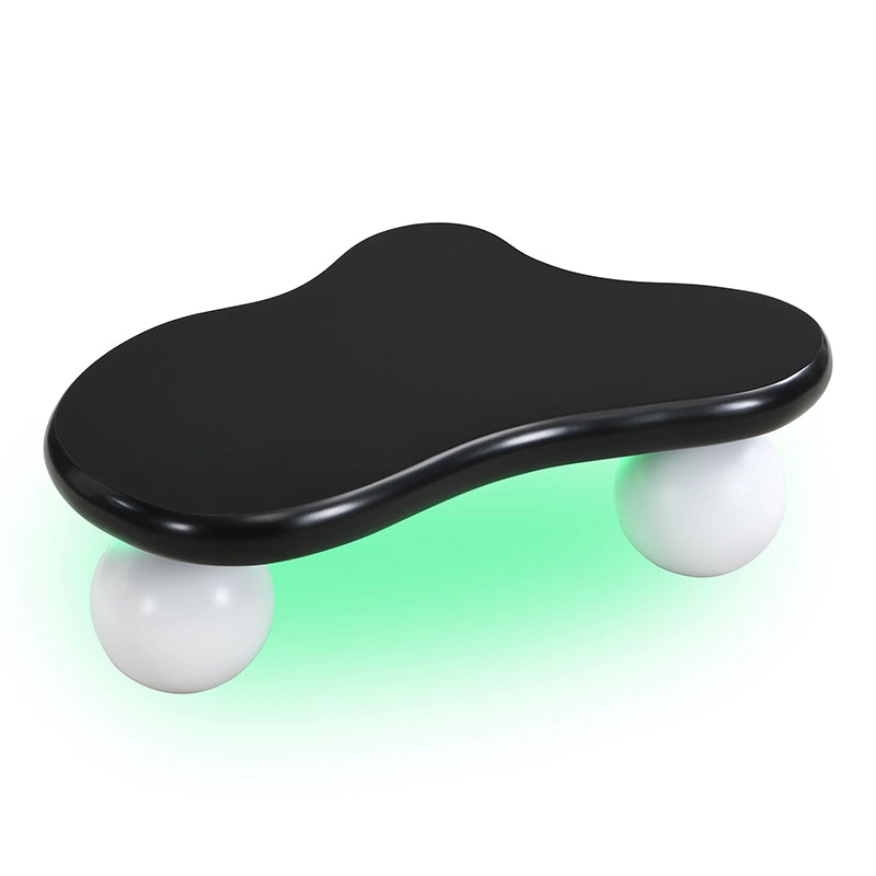 Tavolino Nuvola LED con 1 piano per soggiorno e camera dei bambini, in MDF, nero e bianco, 95 × 62,5 × 32 cm