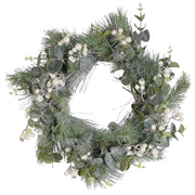 Corona di Natale Verde Materiale Sintetico Legno Naturale Neve Artificiale Design Tradizionale Rotondo 54 cm