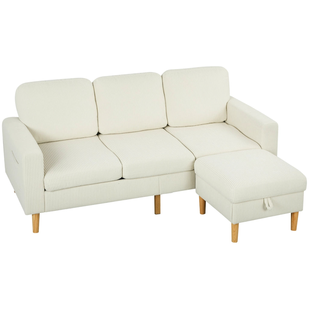 Divano 3 posti con poggiapiedi ¨C zephmum ¨C velluto beige 192x138x85