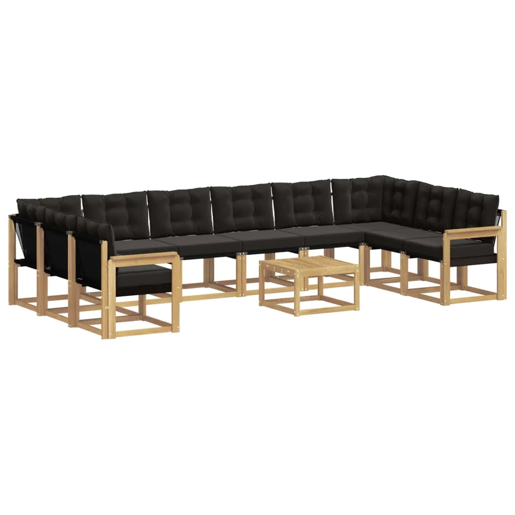Set di divani da esterno con cuscino 11 pcs Bianco e Nero