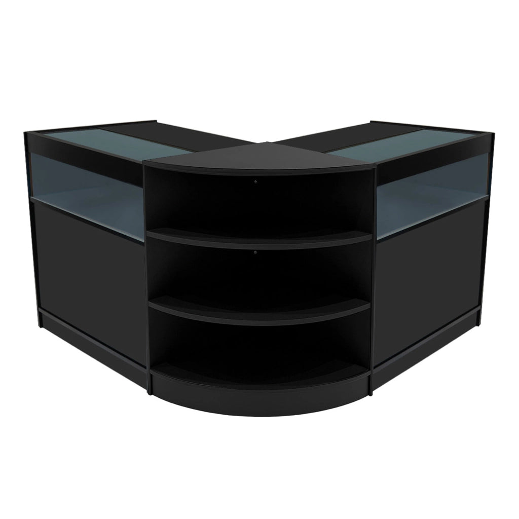 Set Bancone Nero Theseus LED B900 LM60 con Serratura e Vetrina Espositiva