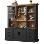Colonna cucina con 6 cassetti e 6 vani con ante in vetro; ripiani; per cucina e sala da pranzo; 140×40×185 cm