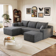 Divano angolare in tessuto con schiuma elastica e montaggio rapido in velluto a coste grigio scuro 241 × 151 × 58 cm