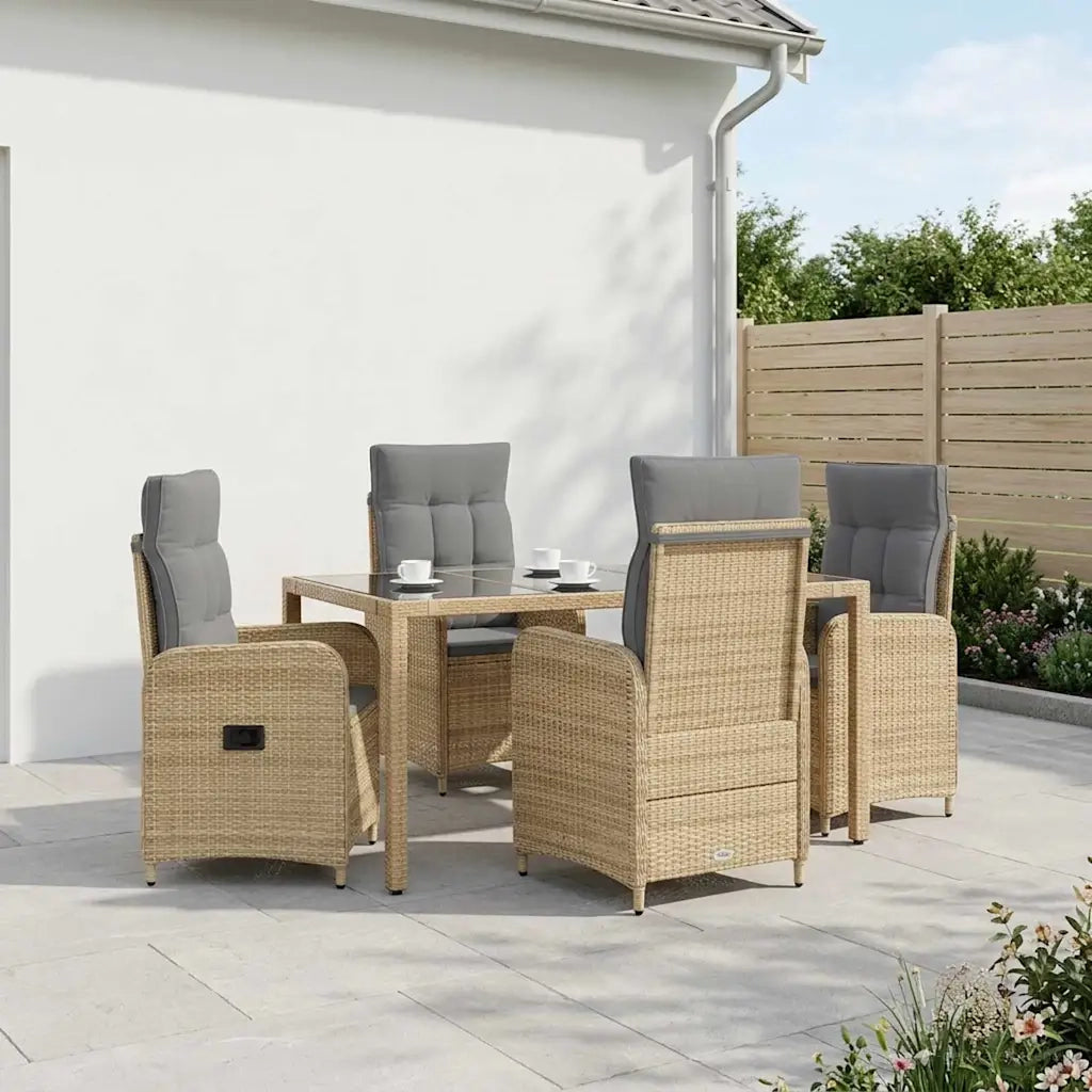 Set da pranzo per esterni 5 pz Beige e Grigio Chiaro polyrattan 3422338