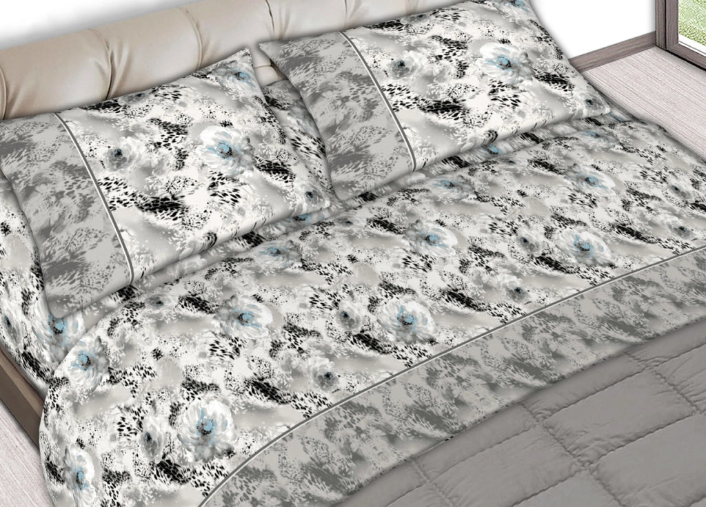 Completo Lenzuola Letto 100% Cotone Made Italy Disegno Animalier CN - Singolo - Grigio