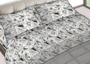 Completo Lenzuola Letto 100% Cotone Made Italy Disegno Animalier CN - Singolo - Grigio