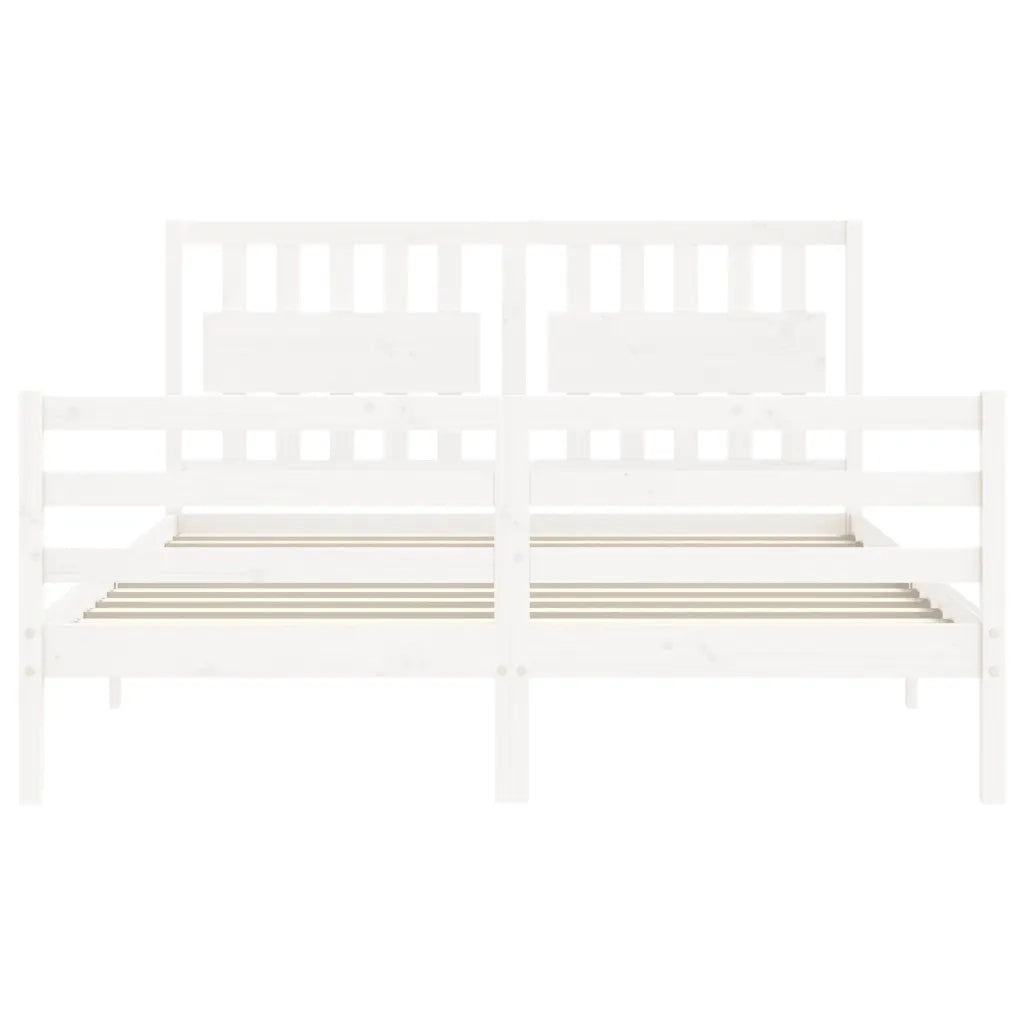 Giroletto con Testiera-Struttura Letto con testiera Bianco 160x200 cm Legno Massello 700233