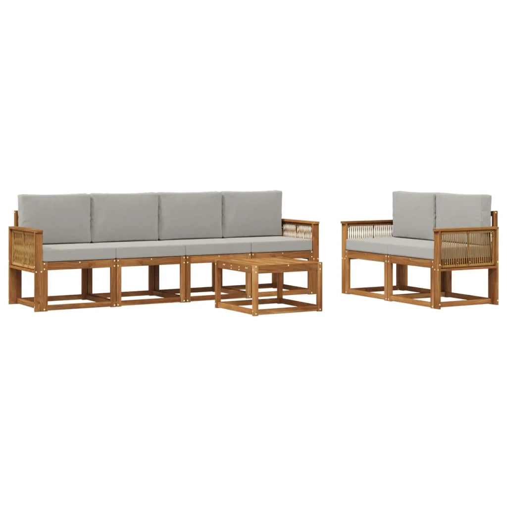 Set di divani da esterno 7 pcs Naturale e Grigio Chiaro 3385017