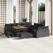 Set Divano da Giardino con cuscino 13 pcs Nero polyrattan 3365044