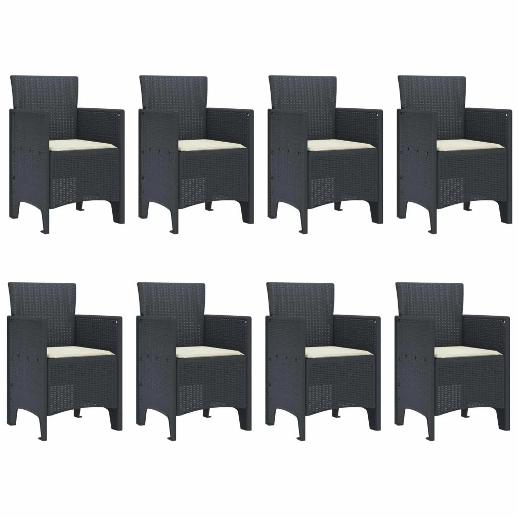 Set da Pranzo per Giardino 9 pcs Antracite Polipropilene