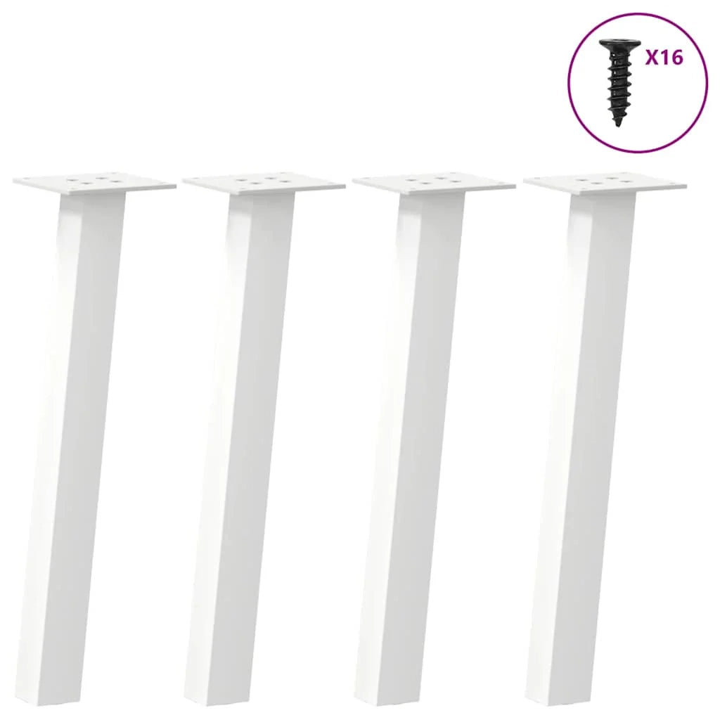 Set di 4 gambe per tavolino da caffè modernizzate da 42 cm con cuscinetti antigraffio in acciaio bianco 02_0056786