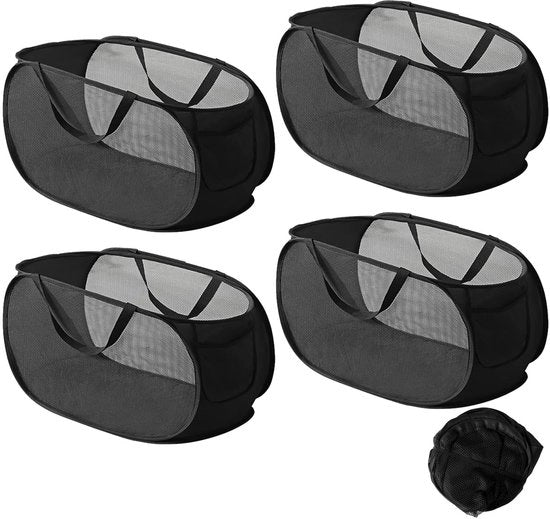 Asciugatrice portatile 4 celle - Opvouwbaar - Polyester - Asciugatrice con coperchio - Raccogliasciugatrice - Leggera - 36 x 36 x 58 cm - Contenitore per asciugatrice