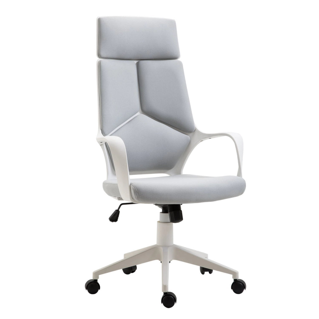 Poltrona Girevole e Dondolo Regolabile in Tessuto ¨C zephmum ¨C Grigio 63x63x117-127 cm