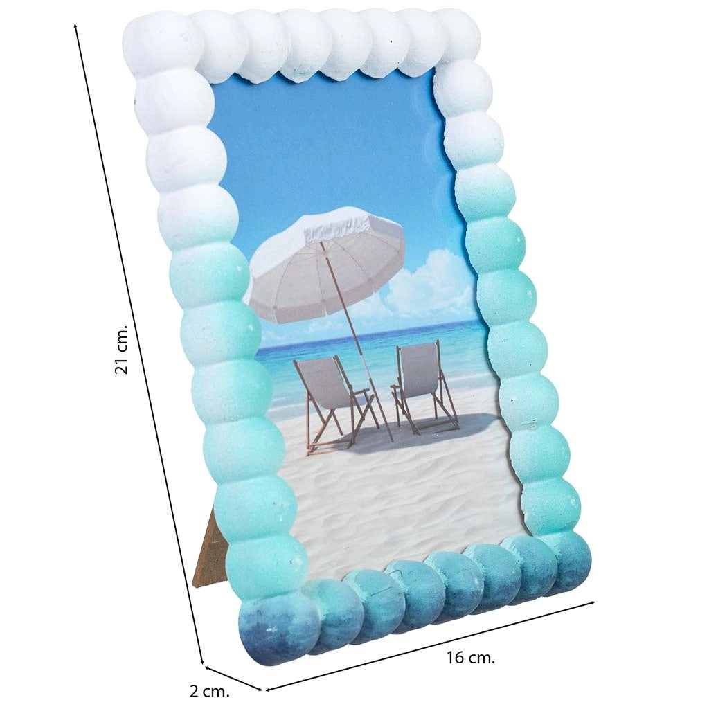 Cornice portafoto in legno blu, 11x14 cm, 16x2x21h cm