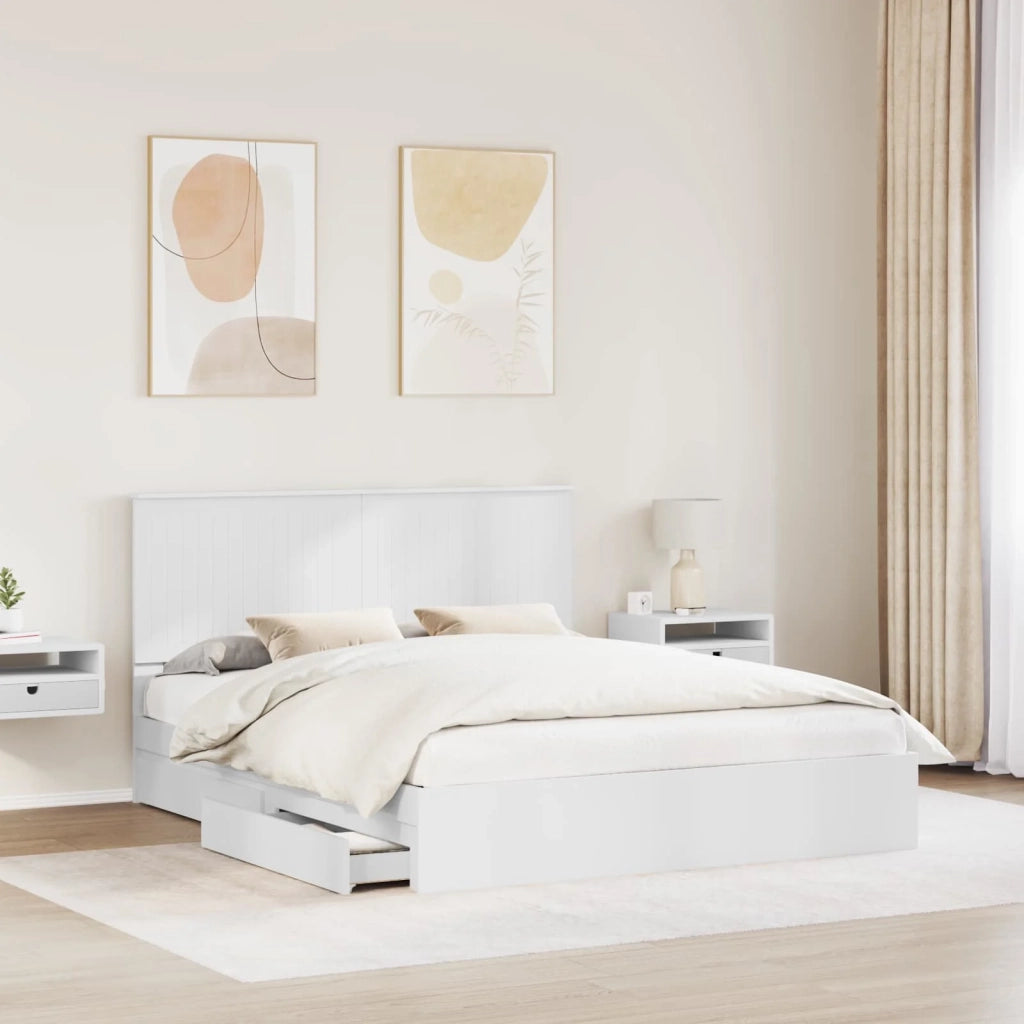 Letto con Contenitore Bianco 160 x 200 cm Legno multistrato 3411187