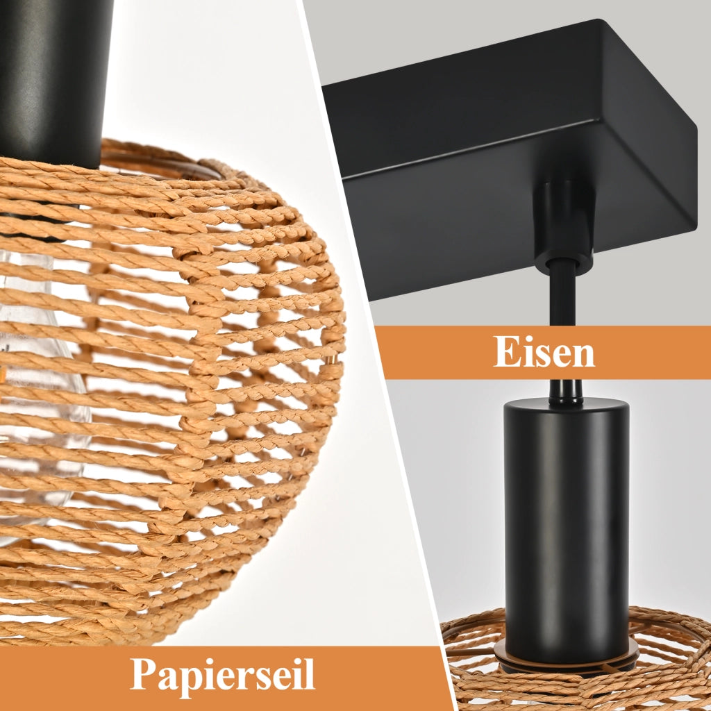 Lampada a sospensione ZMH nera E27 a 3 luci per sala da pranzo e camera da letto