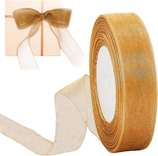 Lanterna di carta dorata - 2 cm x 45 m - nastro trasparente per decorazione matrimonio compleanno