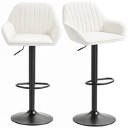 Sgabello da Bar Girevole ¨C Xylo ¨C Velluto Crema, Altezza Regolabile 62-83cm, con Schienale e Poggiapiedi, Set 2 Pezzi