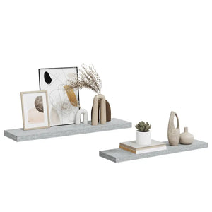 Scaffali a Parete 2 pz Grigio Cemento 90x23,5x3,8 cm in MDF cod mxl 33214