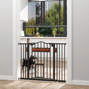 CANCELLETTO PER CANI DI TAGLIA MEDIA E PICCOLA CON CHIUSURA AUTOMATICA, 74-105X76.2 CM, NERO