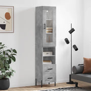 Credenza-Buffet-Armadio da cucina Grigio Cemento 34,5x34x180 cm in Legno Multistrato 685733