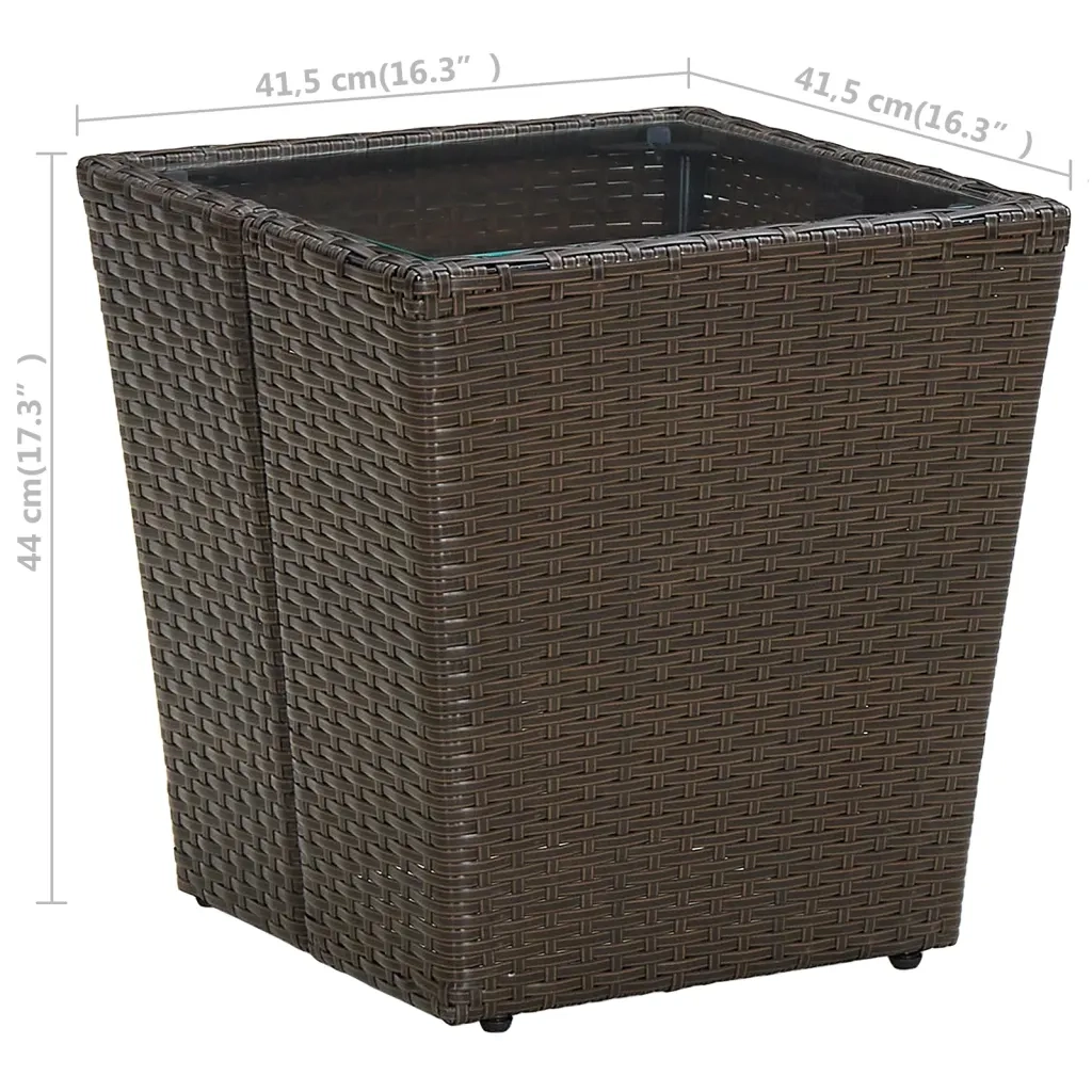 Tavolino da Giardino | Tavolino Marrone 41,5x41,5x44cm in Polyrattan e Vetro Temperato