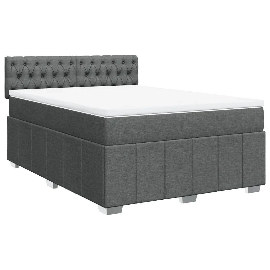 Giroletto a Molle con Materasso Grigio Scuro 160x200 cm Tessuto