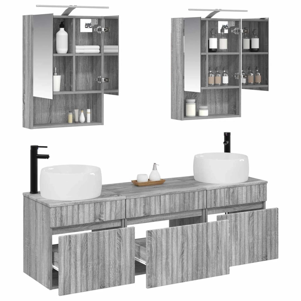 Set di Armadi da Bagno 5 pcs Sonoma grigio 50 x 14,5 x 70 cm 3406644