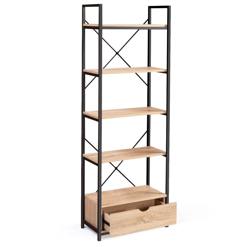 IDMarket - Scaffale a 5 livelli con cassetto DETROIT design industriale