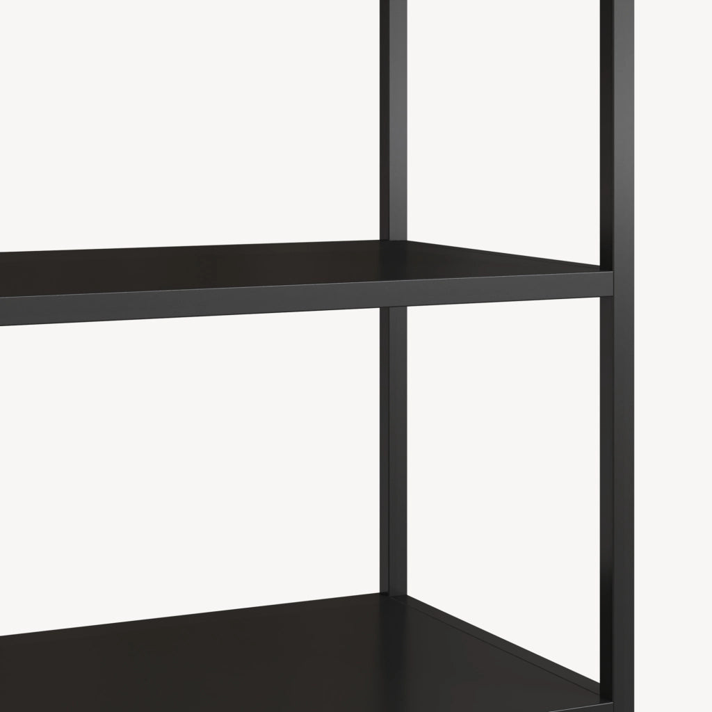 Libreria Hailuoto Scaffale in Acciaio con Ripiani Aperti e Armadietto 180x80x40 cm Nero opaco [en.casa]