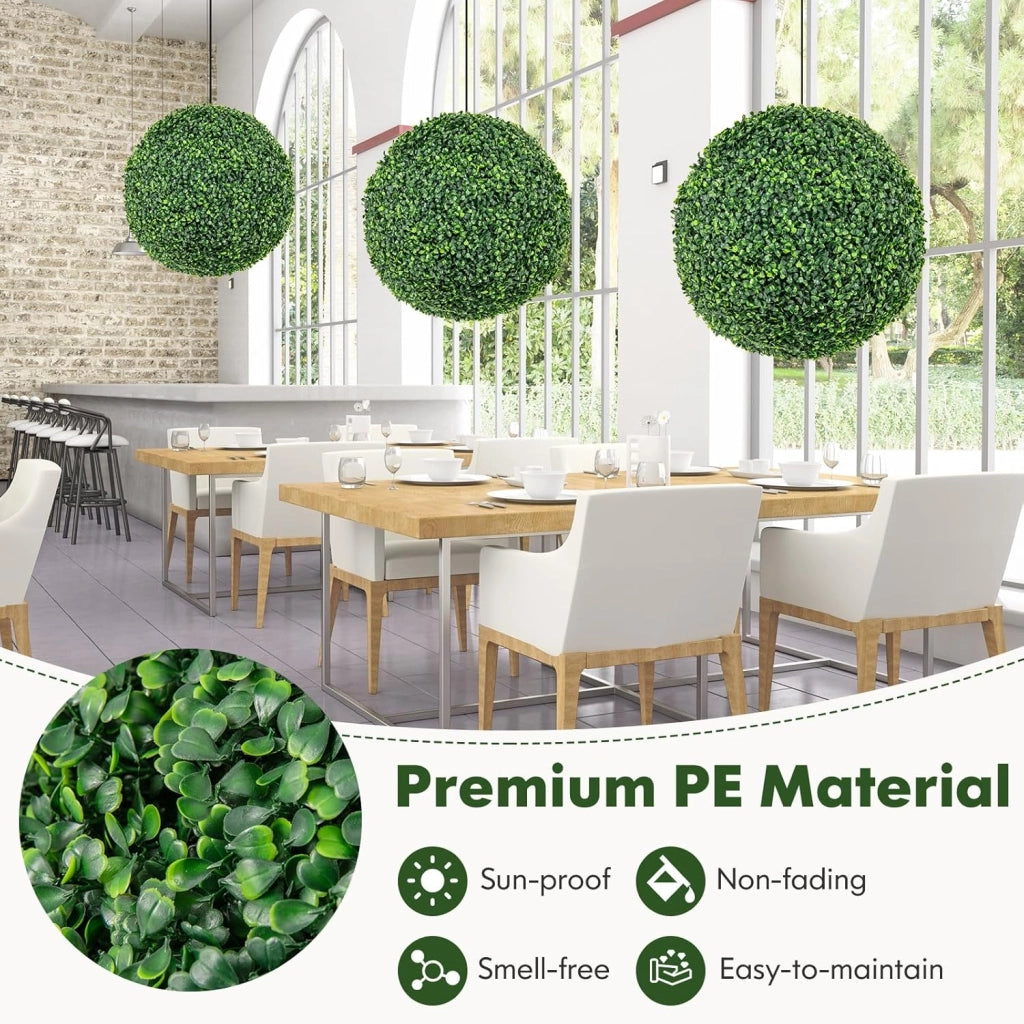 Set di 2 palline di topiaria artificiale, piante sferiche finte, 50 cm, arbusti verdi rotondi, resistenti al sole, palline decorative per giardino, cortile, matrimonio