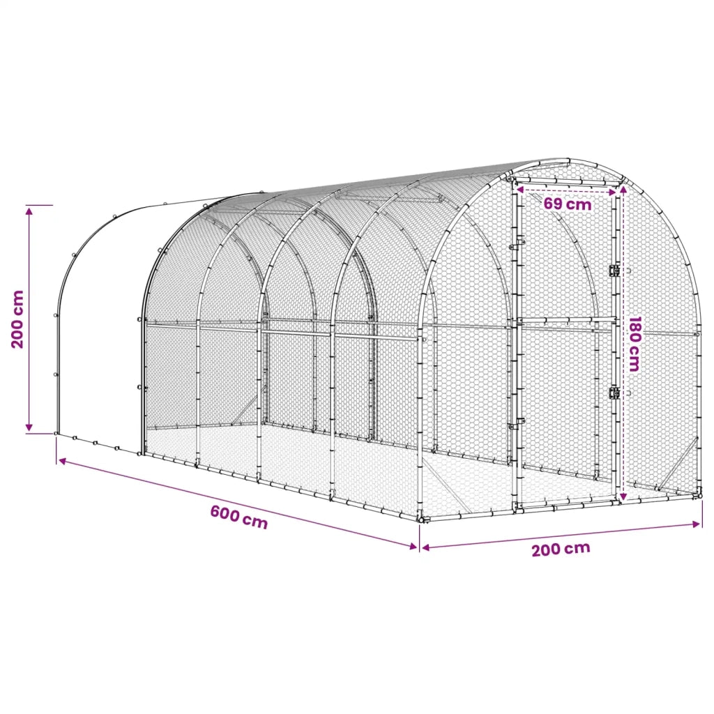 Pollaio Argento 600 x 200 x 200 cm Acciaio zincato 3434682