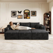Divano Angolare in Tessuto ¨C MINIMAL ¨C Nero, L-Shape, 241 cm