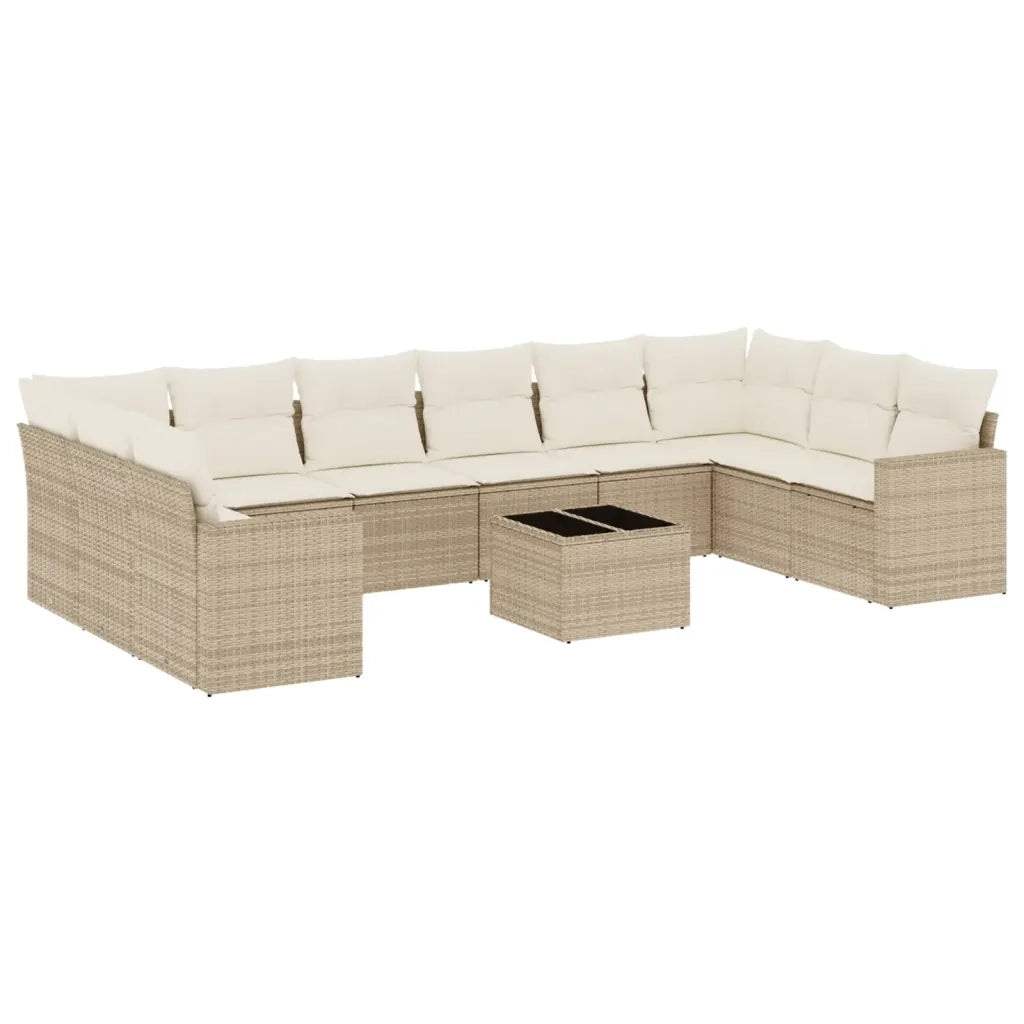 Set Divani da Giardino 11 pz con Cuscini Beige in Polyrattancod mxl 91167