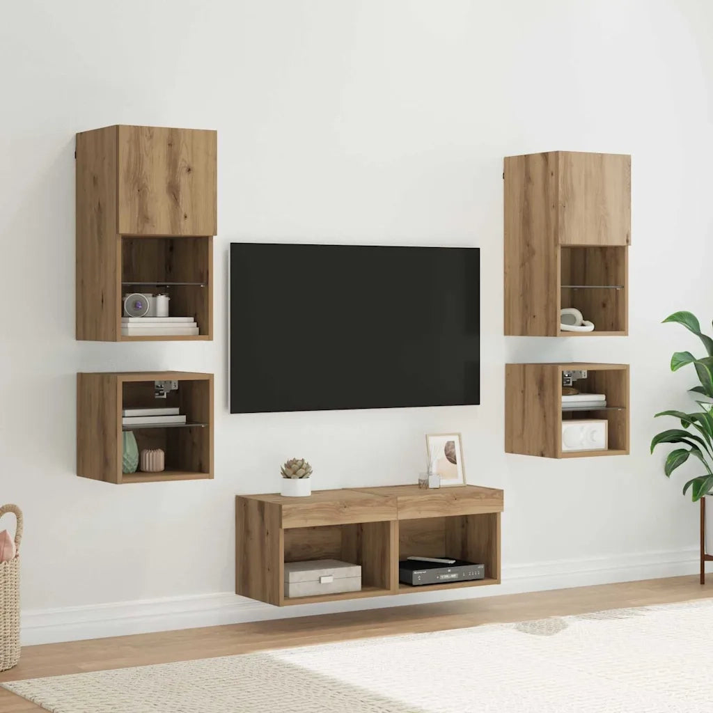 Unità per TV a Muro 8 pcs Rovere artigianale Legno multistrato 3402921