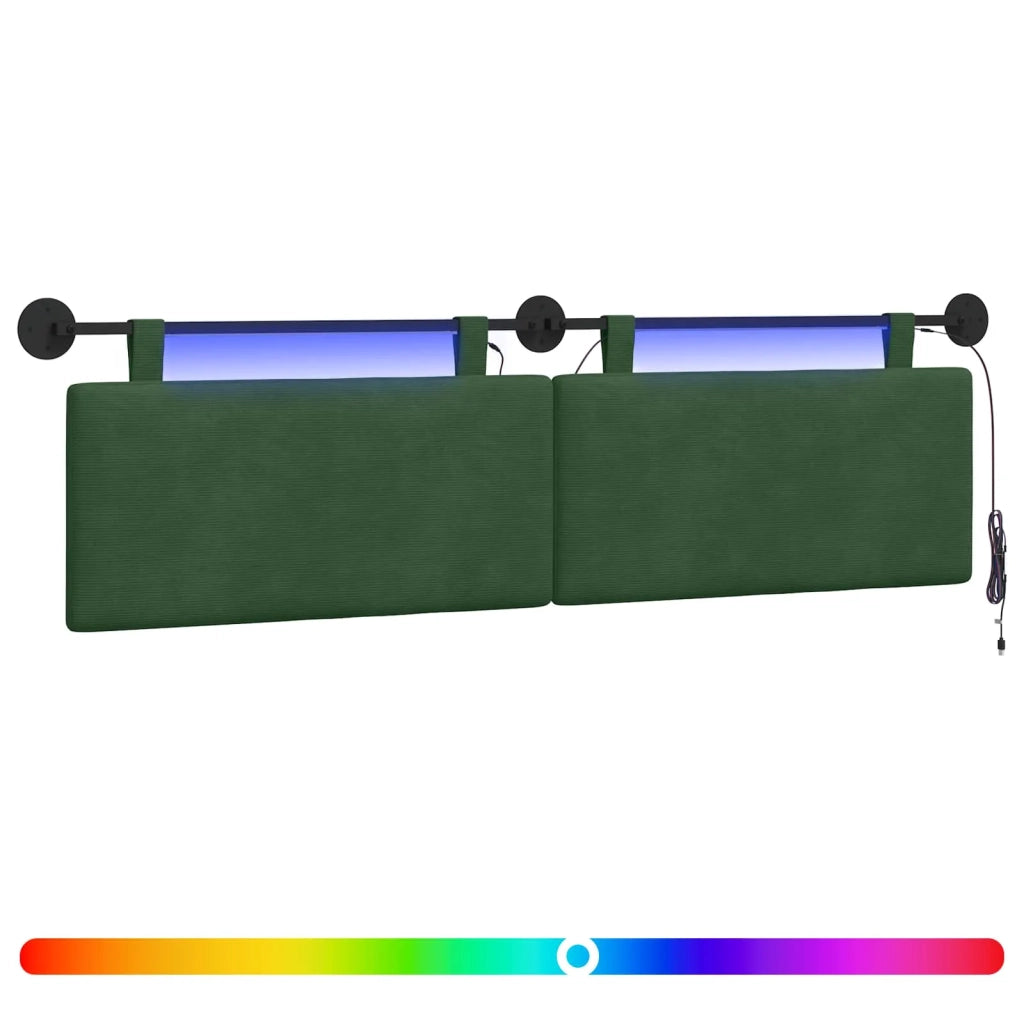 Testiera sospesa Con luce LED Verde Giungla Tessuto in Cords