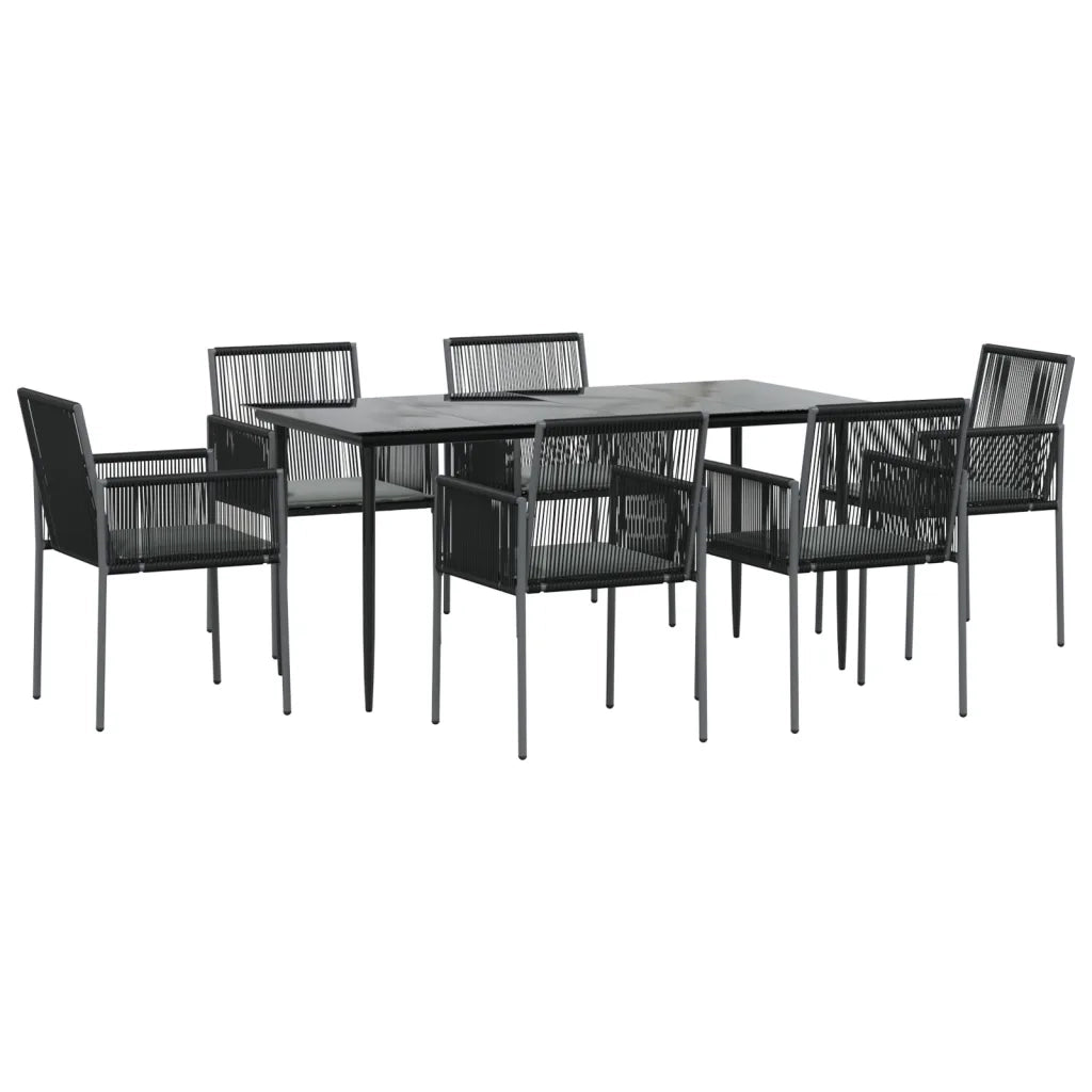 Set Pranzo Giardino 7 pz con Cuscini Polyrattan e Acciaio Nerocod mxl 100621