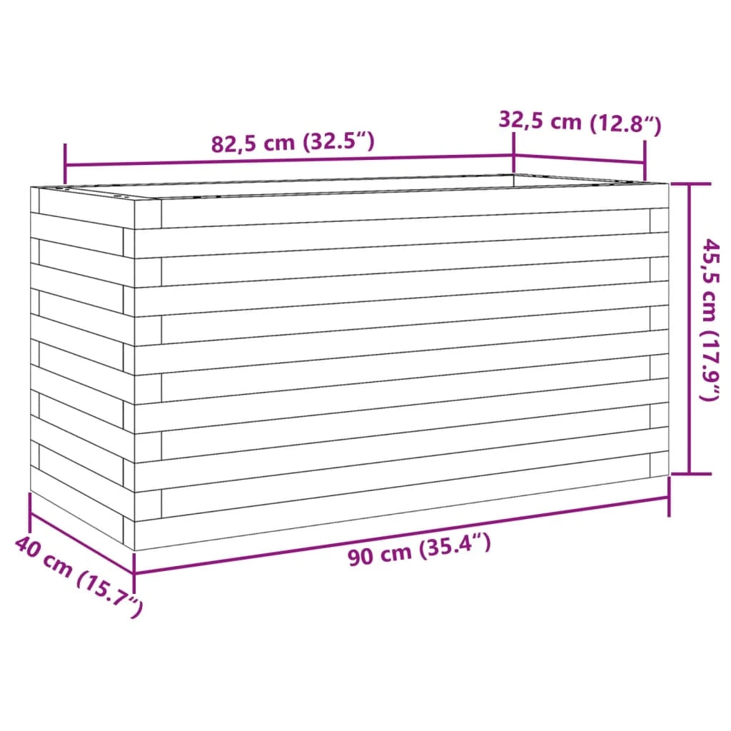 Fioriera rialzata per piante e fiori terrazza giardino 90 x 40 x 45,5 cm legno di pino massiccio marrone 02_0037976