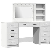 Toeletta | Tavolo da Trucco con cassetto 3 pz Bianco Legno multistrato