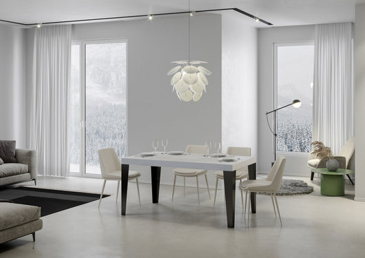 Tavolo Allungabile 120/224x90x77 cm Flame Premium Bianco Frassino