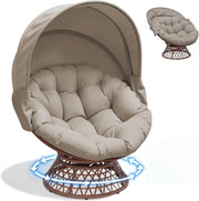Poltrona da papasan, comoda poltrona girevole con cuscino rotondo, comoda poltrona in rattan, girevole, in vimini, per soggiorno, angolo lettura, lounge – marrone