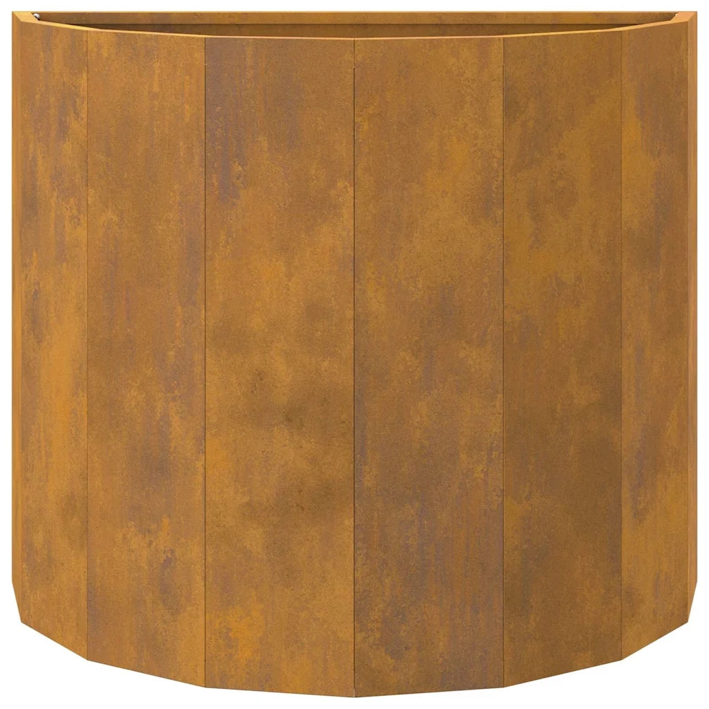 Fioriera semicircolare dal design moderno per terrazzo o giardino 60 x 30 x 50 cm realizzata in acciaio arrugginito 02_0052963