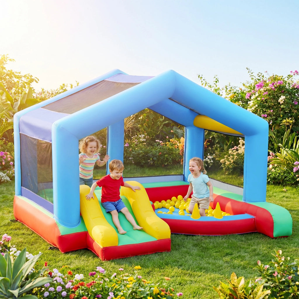 Castello gonfiabile per bambini con scivolo e piscina di palline ¨C Zephmum ¨C 160x200x120 cm
