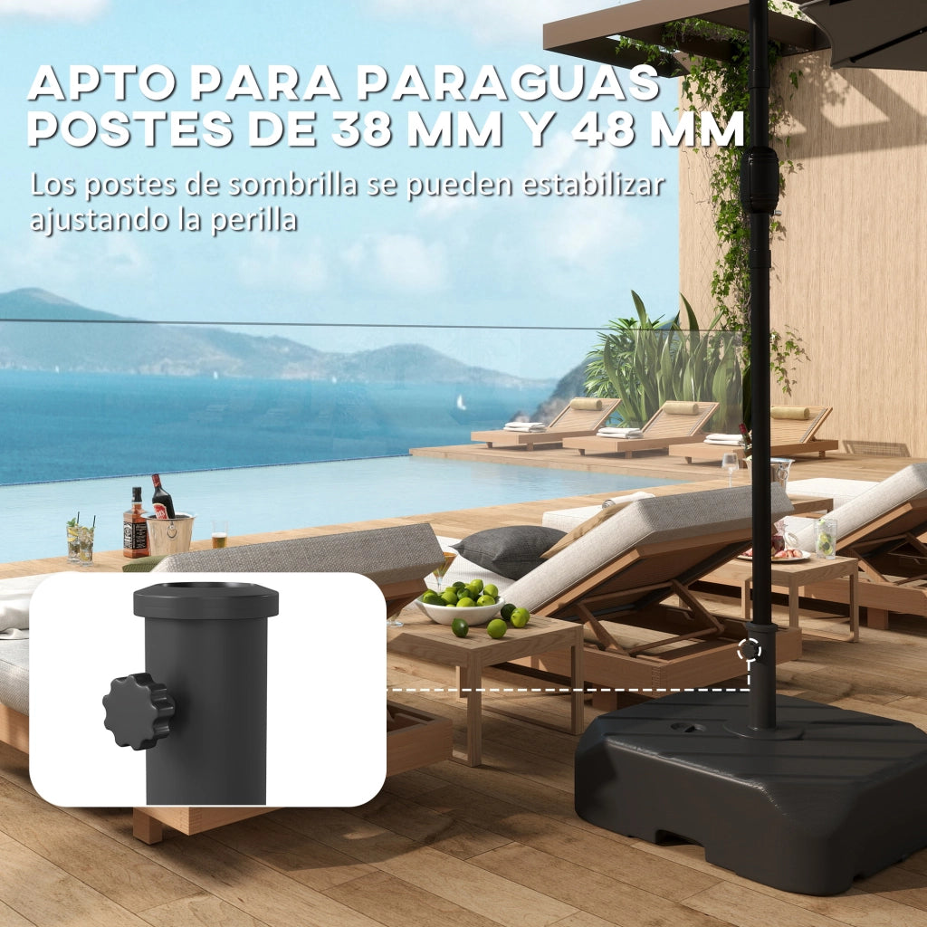 Base per Ombrellone con Ruote e Maniglia Telescopica ¨C zephmum ¨C per Pali ?38/48 mm, Riempi con Sabbia o Acqua, 72 kg/45L