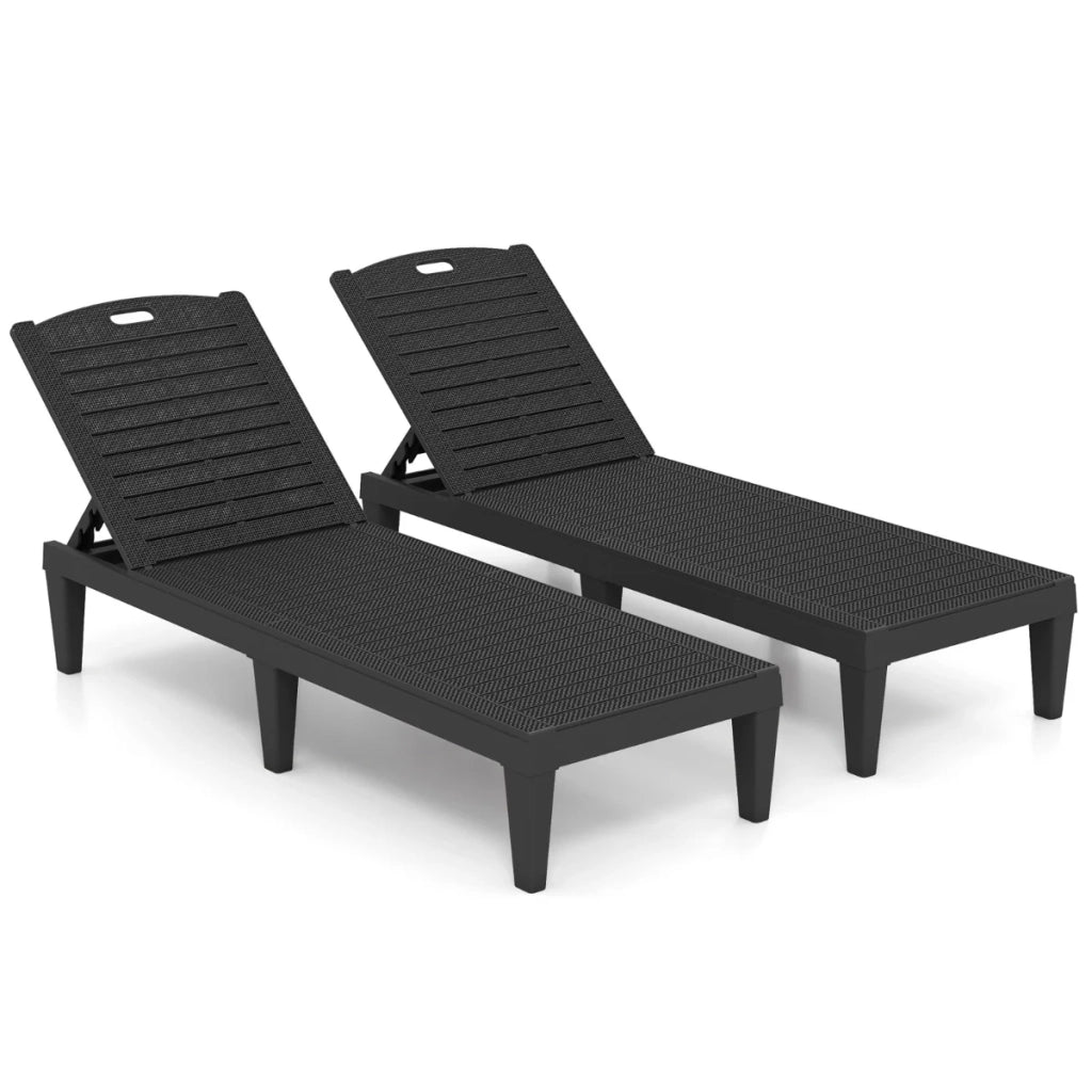 Set di 2 sedie da giardino 156,21 x 54,61 x 82,55 cm schienale regolabile comode design moderno PP nero 20_0011794