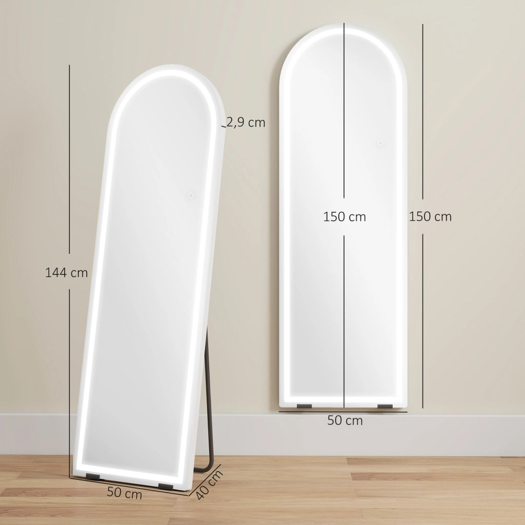 Specchio da Parete con Luci LED ¨C zephmum ¨C Bianco 150x50cm