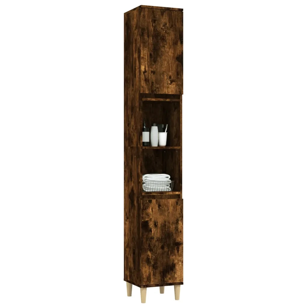 Armadietto Bagno Rovere Fumo 30x30x190 cm in Legno Multistrato 819793