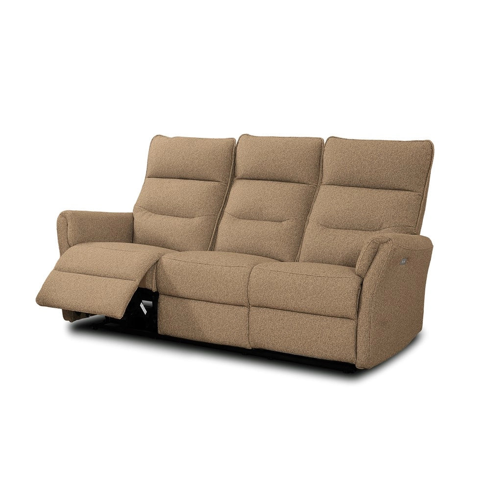 Set Relax Softwave – Divano 2 Posti + Divano 3 Posti + Poltrona Recliner Elettrica in Tessuto Camel